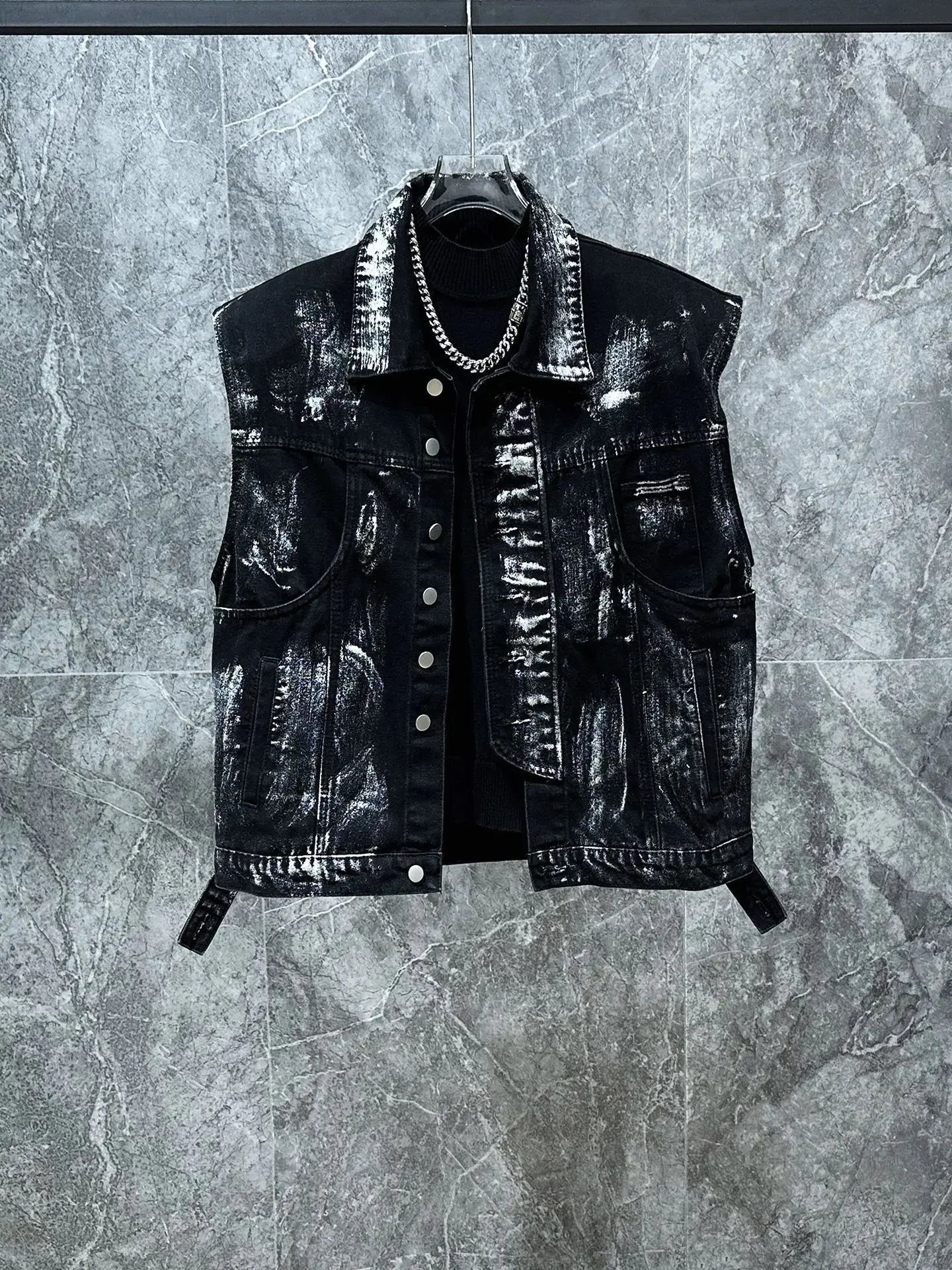 Men's Ripped Jeans Two-piece S - Men'S Fashion Vest With Jeans บทวิจารณ์และราคา