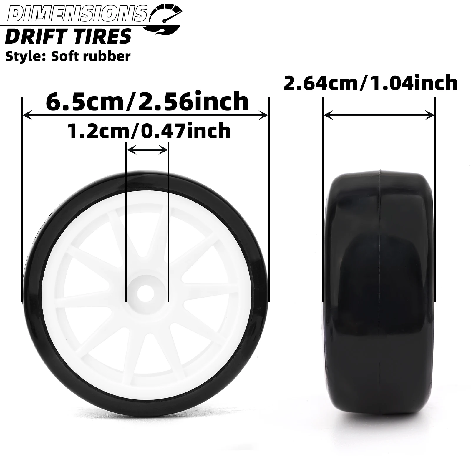 1/10 RC Drift Road Tires Hard/Soft Tread Tires for 1/10 Traxxas D4 HSP HPI Sakura TT01 TamiyaRC Road Racing Drift Tires