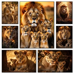 Wild Lion Family Art Posters Canvas Art Painting Lioness with Cubs Posters Lioness and Lion Lovers Wall Att Mural for Hom Decor