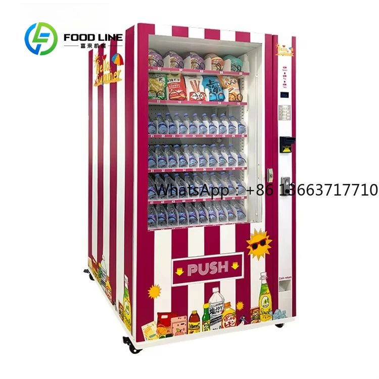 

Foods And Drinks Vending Machine Customized Smart Snack Combo Machine Water Bottle Drinks Dispenser Office School Mall Use