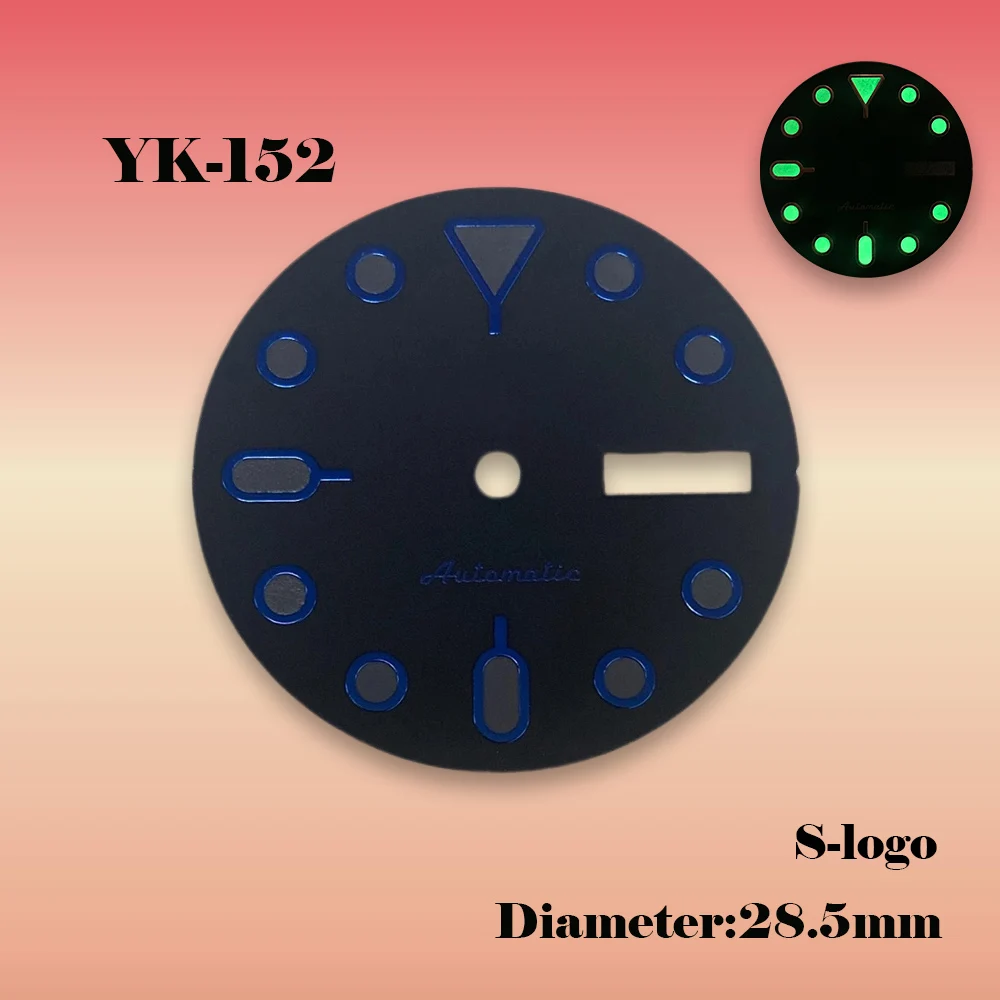S-Logo NH35 28.5mm Multicolor Dial - Double Calendar NH35/NH36 Green Luminous Mod Part for Japan-Made Auto Movement Accessories