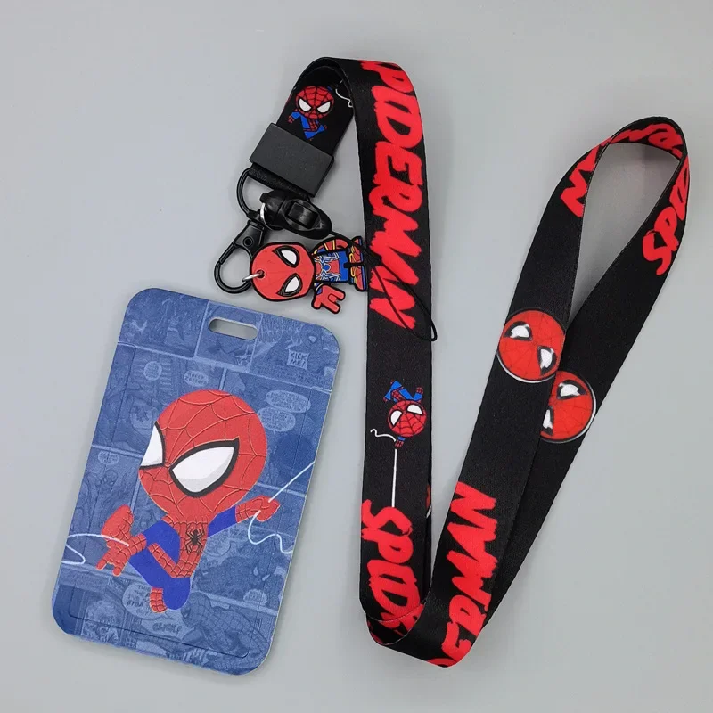 2024 New Anime Marvel Spiderman Ironman Pvc Card Cover Student Campus Card Mickey Mouse Hanging Bag Card