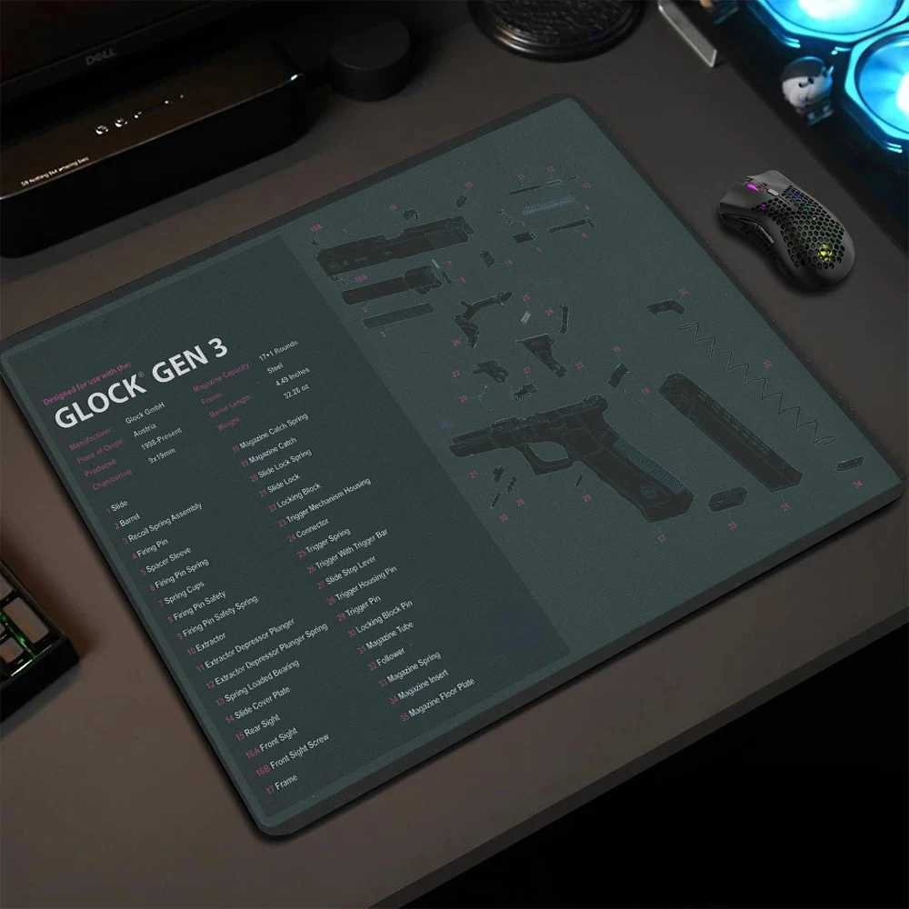 Tactical Gun Cleaning Rubber Mat Mouse Pad Parts for Glock Model 17 Gen3 Gen5 42 43 Short Pistol Assembly Remove Part Diagram