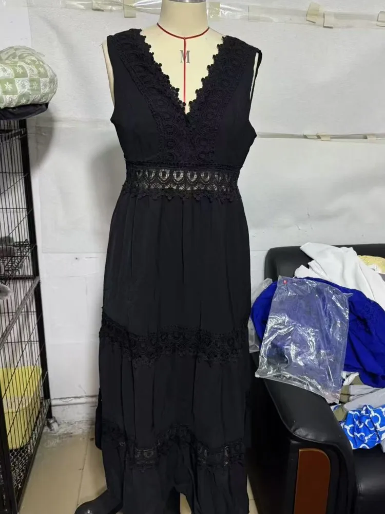 Robe de plage longue pour femmes, Sexy, ajourée, col en v, sans manches, Cover-Up pour Bikini, Maxi, dos nu, robe de vacances, automne, 2026