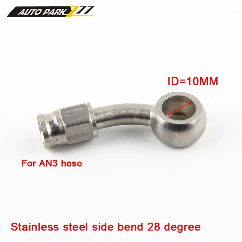 AN3 10mm Stainless Steel Banjo Eye  Brake PTFE Hose Fitting/Hose Ends Adapter For Car Auto Motorcycle 0 Degree/28 Degree