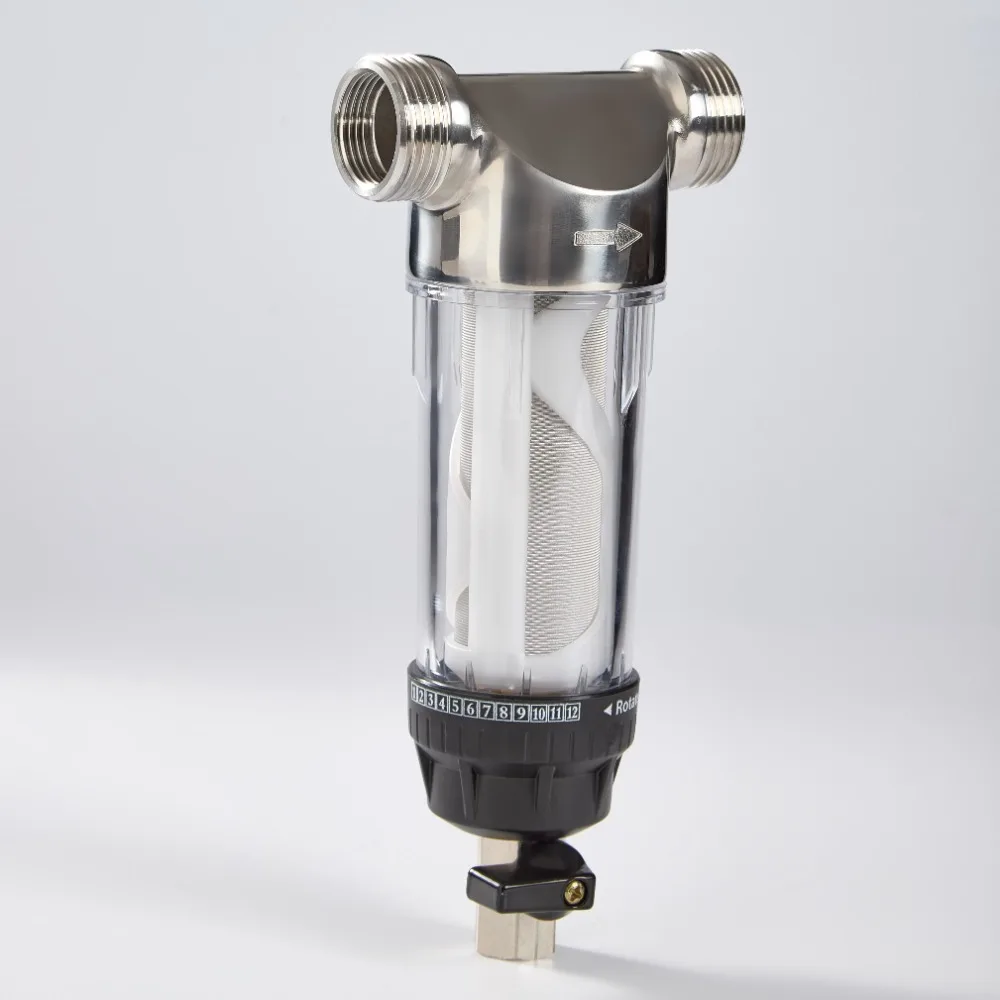 Automatic Backwash Manual Water Filter 40 Micron Stainless Steel Mesh Household Tap Pre-Filter for Outdoor RV & Car Use