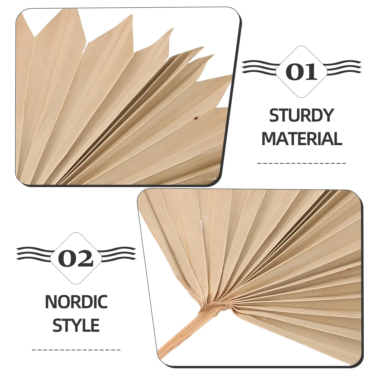 4Pcs Dried Palm Leaves Decor Natural Boho Wall Decor for Wedding Party Festival Home Living Room Bedroom Cafe - Detail 1