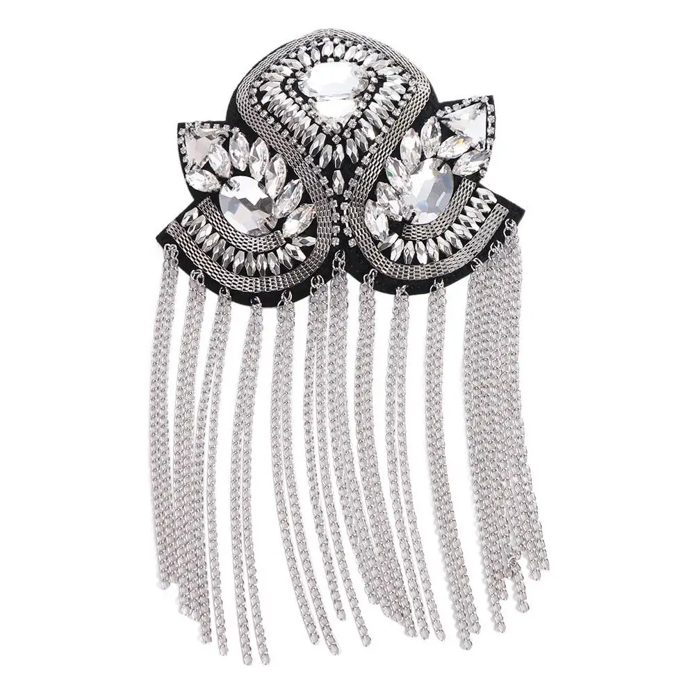 Exquisite Epaulets Shoulder Board Brooch Rhinestone Fringe Shoulder Mark Crystal Shiny Theatre Armband Cosplay