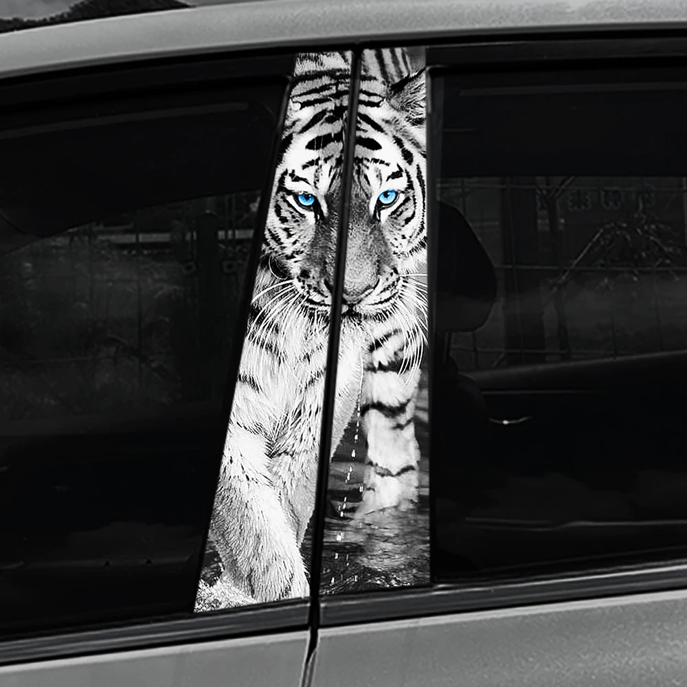 TIGER Waterproof Car B-pillar Vinyl Decal Stickers Auto Center Pillar Sticker Cover Scratches Vehicle Decor Accessories