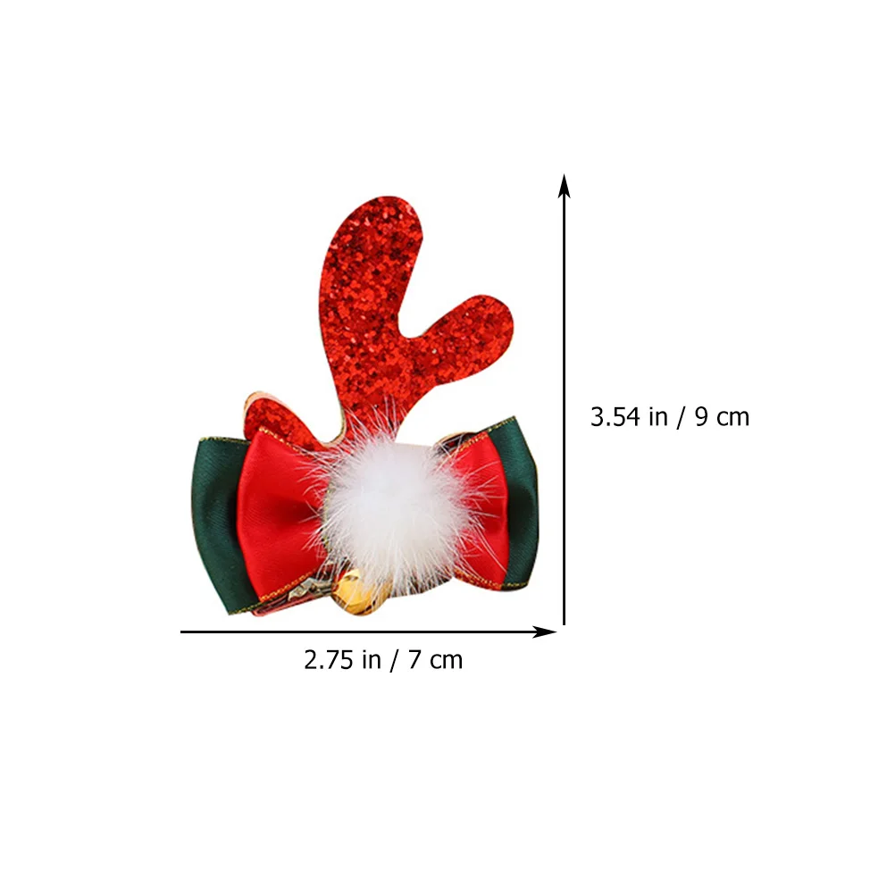 

4pcs Christmas Hair Clips Cartoon Antler Barrette Bowknot Design Kids Party Accessories Xmas Hairpin Cartoon Barrette Xmas