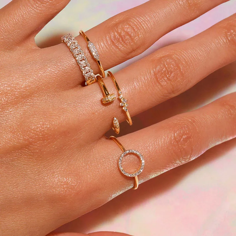 

European and American Classic 925 Sterling Silver Diamond Opening Ring Women's Versatile Fashion High Sense Temperament Ins