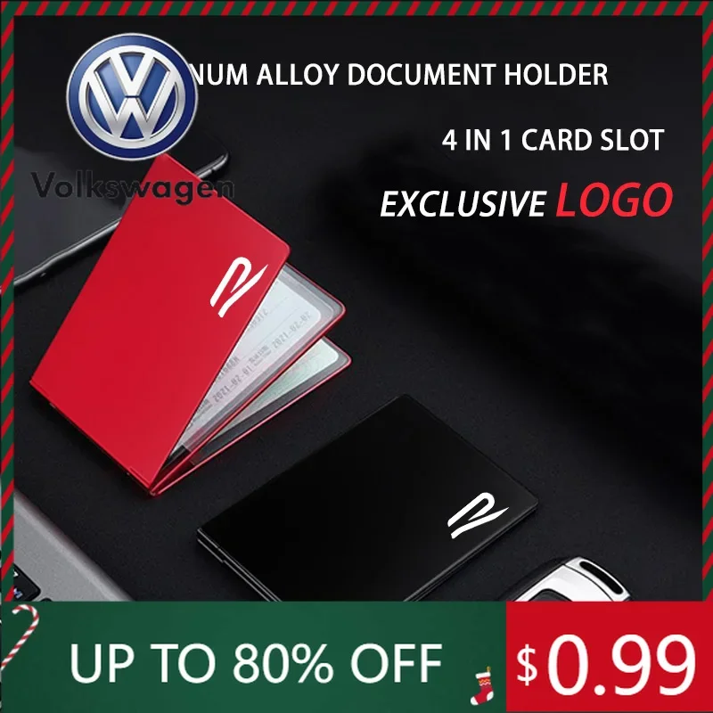

2026 Hot For VOLKSWAGEN VW Car Metal Driver'S License Cover Key Card ID Bag Key Case Key Cover For VW R line Logo Passat side do
