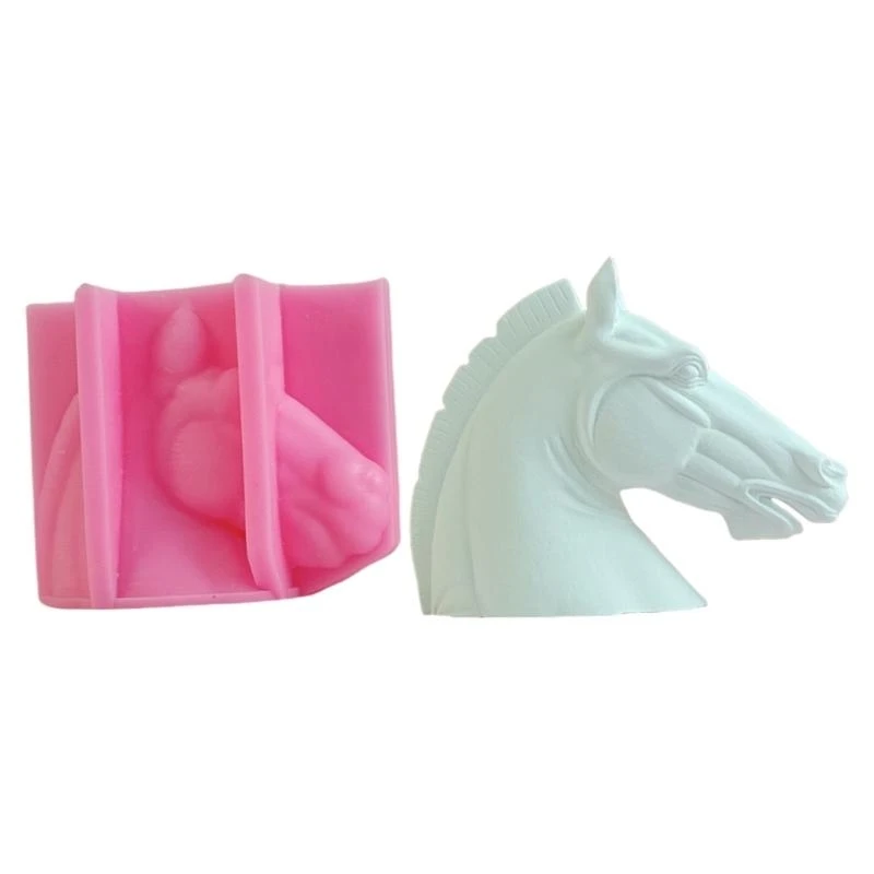 

G7NC Flexible Silicone Mold for Horse Head Art and Crafts Gypsum Plaster Cement Mould for Artistic Creations Jewelry Tool