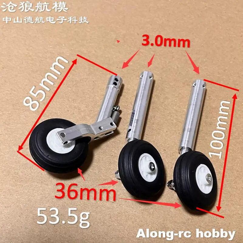 Roues en PU de 36mm H: 100mm, en alliage d'aluminium léger, trains d'atterrissage Anti-Vibration D3/4 pour pièces de modèles d'avion LG RC rétractables