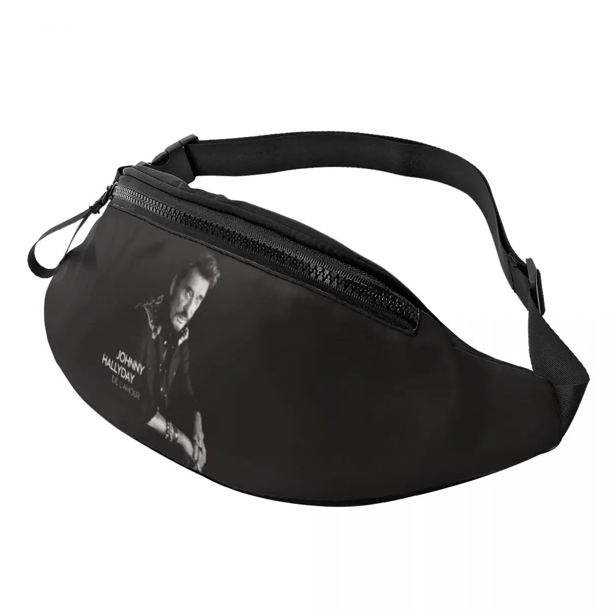 Custom Johnny Hallyday Fanny Pack Men Women France Mucisian Crossbody Waist Bag for Cycling Camping Phone Money Pouch