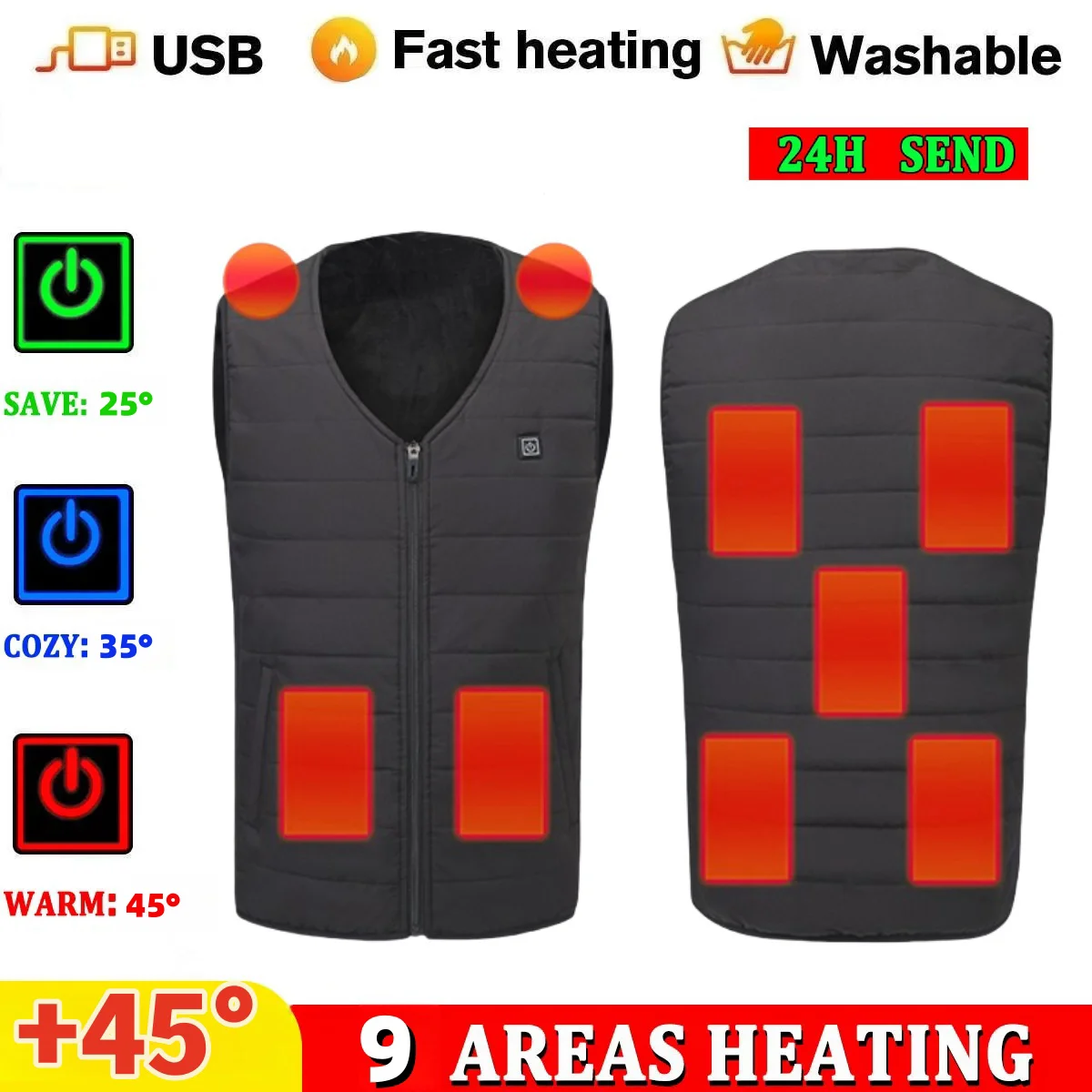 Warm Clothes 1 Switch Heats Zone 3/9 Sleeveless Jacket Vest Women's Cotton Vest Is Lightweight Riding Costumes S-4xl