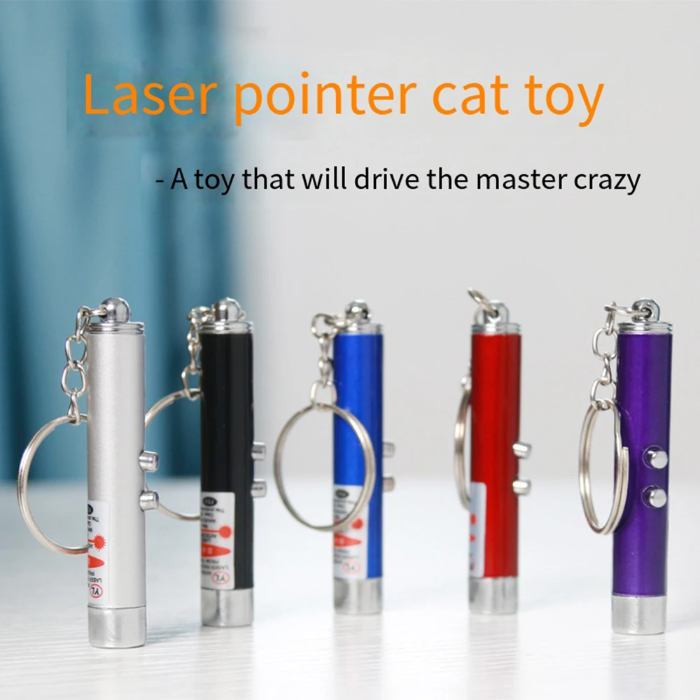 Mini Cat Toy Laser Pointer Keychain Flashlight - Pet Interactive Toy - Suitable for Kitten Cat Dog Chase Game