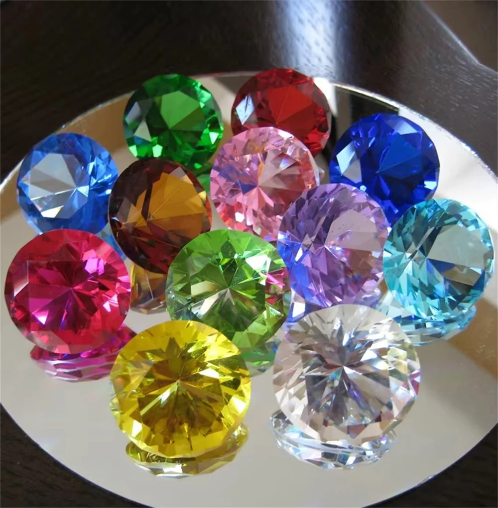 Custom 30mm-80mm color transparent crystal glass diamond paperweight for home decoration decorative arts and crafts