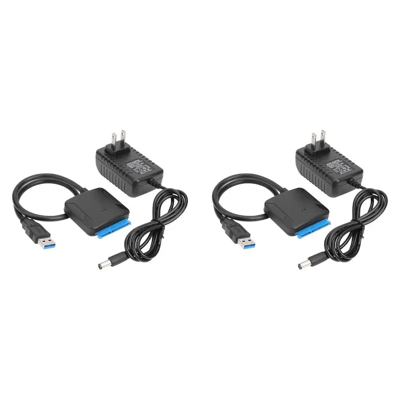 ABRI-2X USB To Sata Data Cable, 2.5/3.5 Inch USB3.0 Easy Drive Cable Sata Hard Disk Adapter Cable(US Plug)