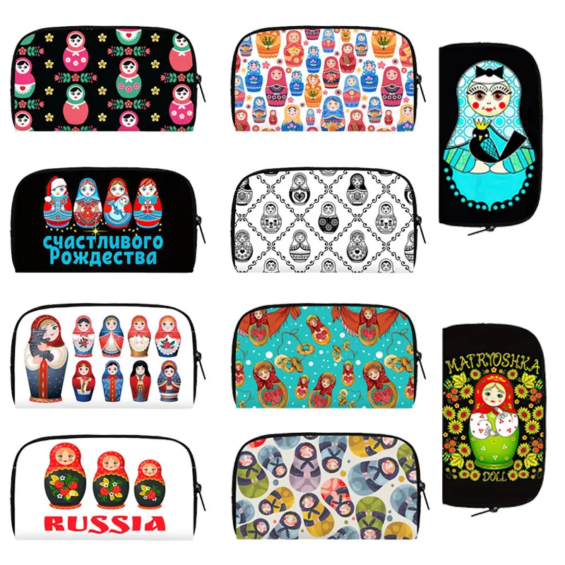 Matryoshka Doll Print Wallet Russian Dolls Purse Babushka Pattern Credit Card Holder Coin Money Bag Teenager Casual Long Wallets