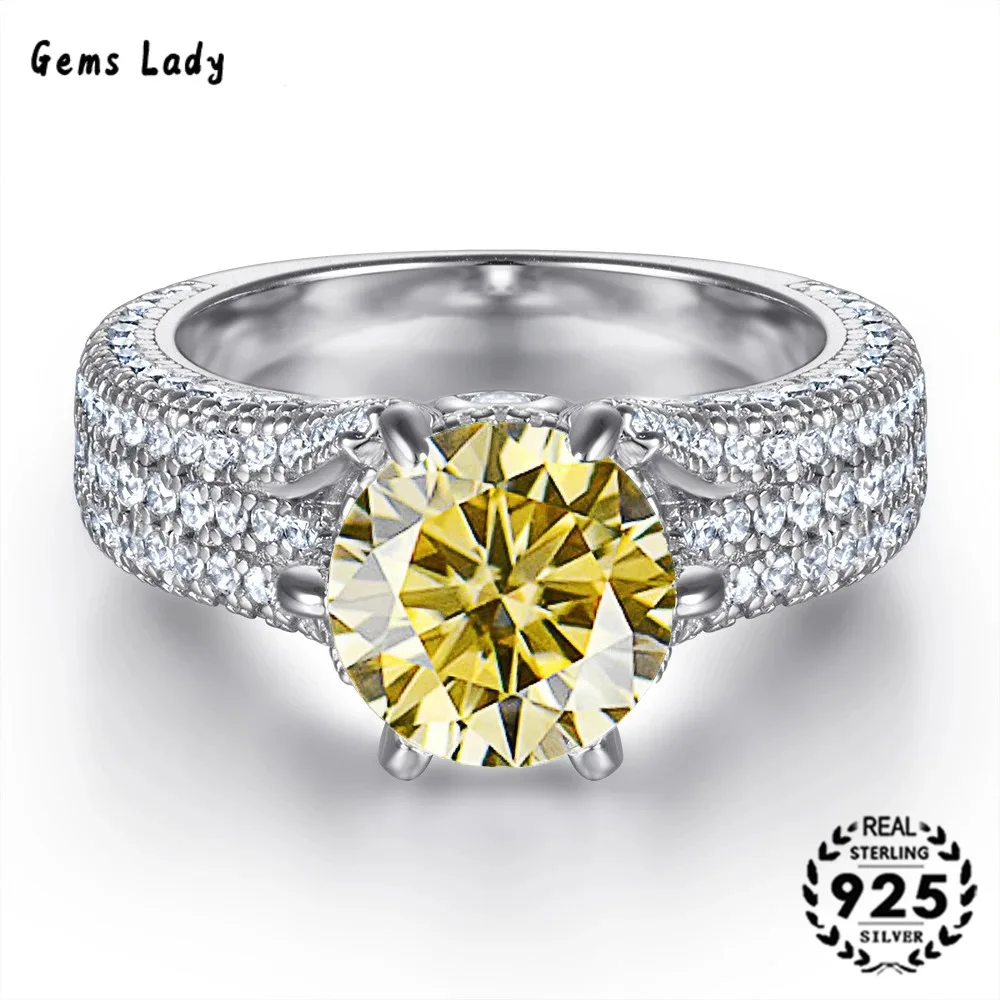 

Gems Lady Silver 925 2CT-8mm D Color Moissanite Gem Ring for Women's Elegant Shiny Style, Proposal Ring, Wedding Ring