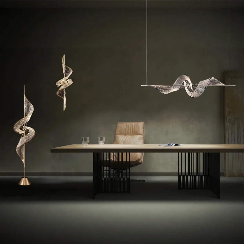 

Nordic Acrylic Spiral Creative design LED chandelier lustre Remote control Ceiling Suitable for Stairs dining room