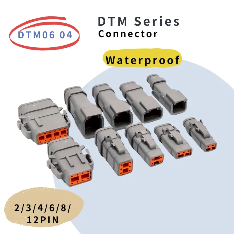 10 Sets Deutsch DTM Automobile Waterproof Connector Plug&Socket Male&Female Terminal DTM04-2/3/4/6/8/12P DTM06-2/3/4/6/8/12S