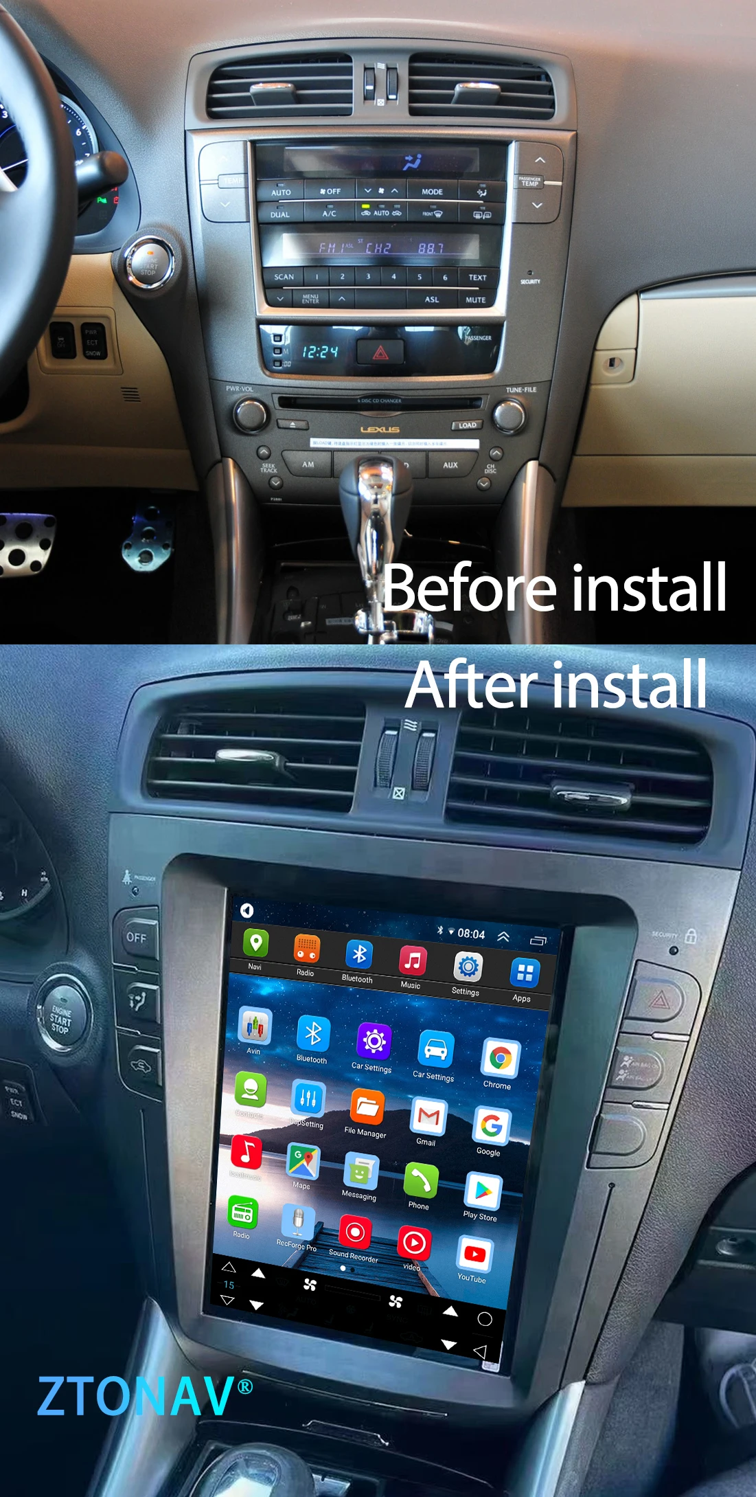Android Car Stereo For Lexus IS250 2006 2007 2008 2009 2010 2011 2012 Tesla Screen Radio GPS Navi Car Media Player Auto Headunit
