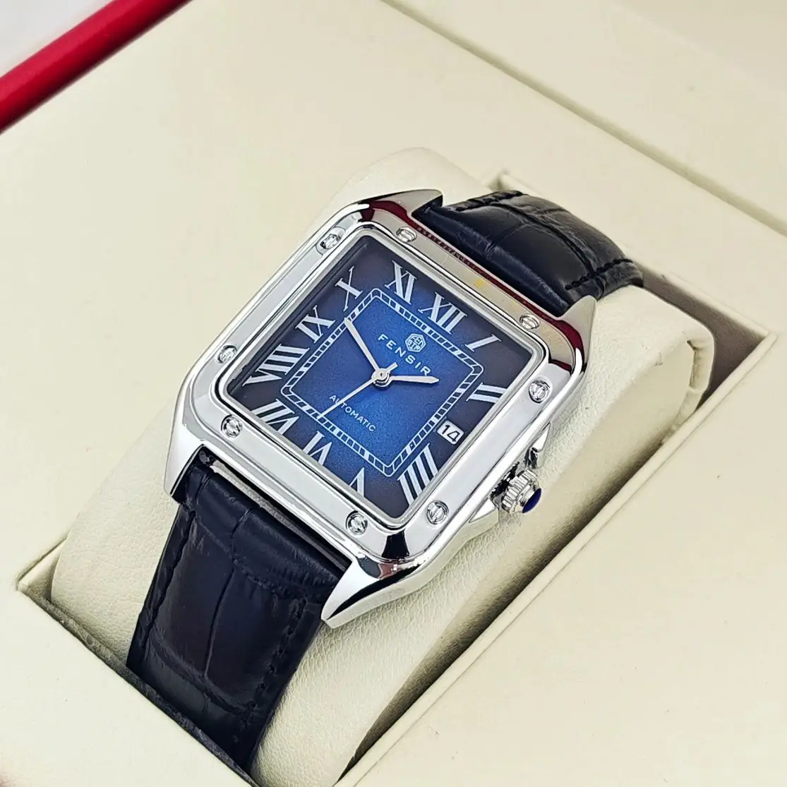 High-End Business Casual Men's Quartz Watch, Square Dial, Waterproof Calendar Display, Leather Strap, European and American Style, Fashionable, Simple, Versatile, Stylish Men's Watch, Suitable for Various Occasions, the First Choice for Gift-Giving, Branded Watches