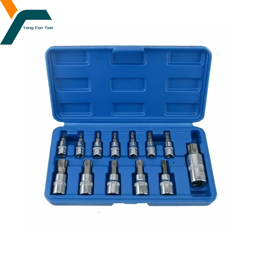 

13Pcs Torx Socket Screwdriver Set 1/4'' 3/8'' 1/2'' Auto Maintenance Torx Key Repair Drive Socket Tool T8 T10 T15 T20 T25 T27