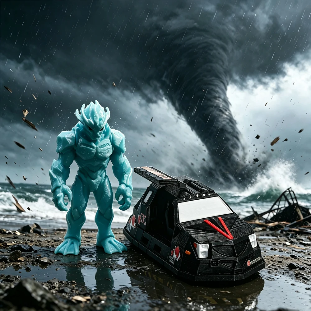 Image of 3D-Gedrucktes Modell eines Gepanzerten Tornado-Sturm-Forschungs- und Jagdfahrzeugs, Wetterbeobachtungs-Abfangfahrzeug als Schreibtisch-Dekorationsgeschenk