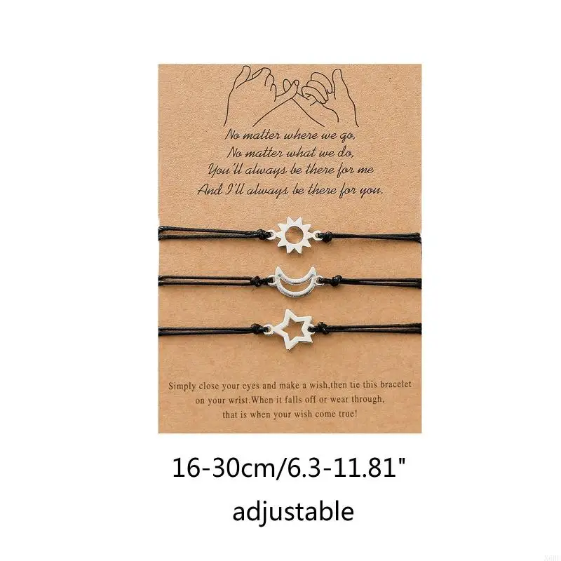 3 قطعة/المجموعة زوجين سوار للنساء الرجال عاشق الشمس القمر ستار اليدوية حبل مضفر سحر الصداقة صديقة حزب مجوهرات هدية #6