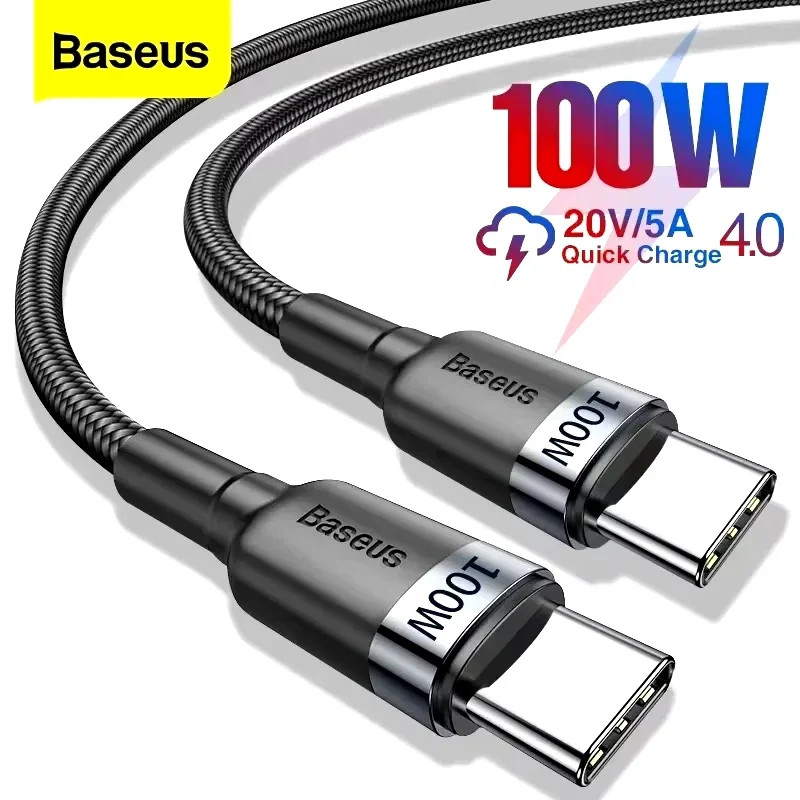 Baseus 100W/5A USB C To USB Type C Cable For iPhone 17 16 PD Fast Charging Charger Cord For Macbook Samsung Xiaomi Type-C Cable