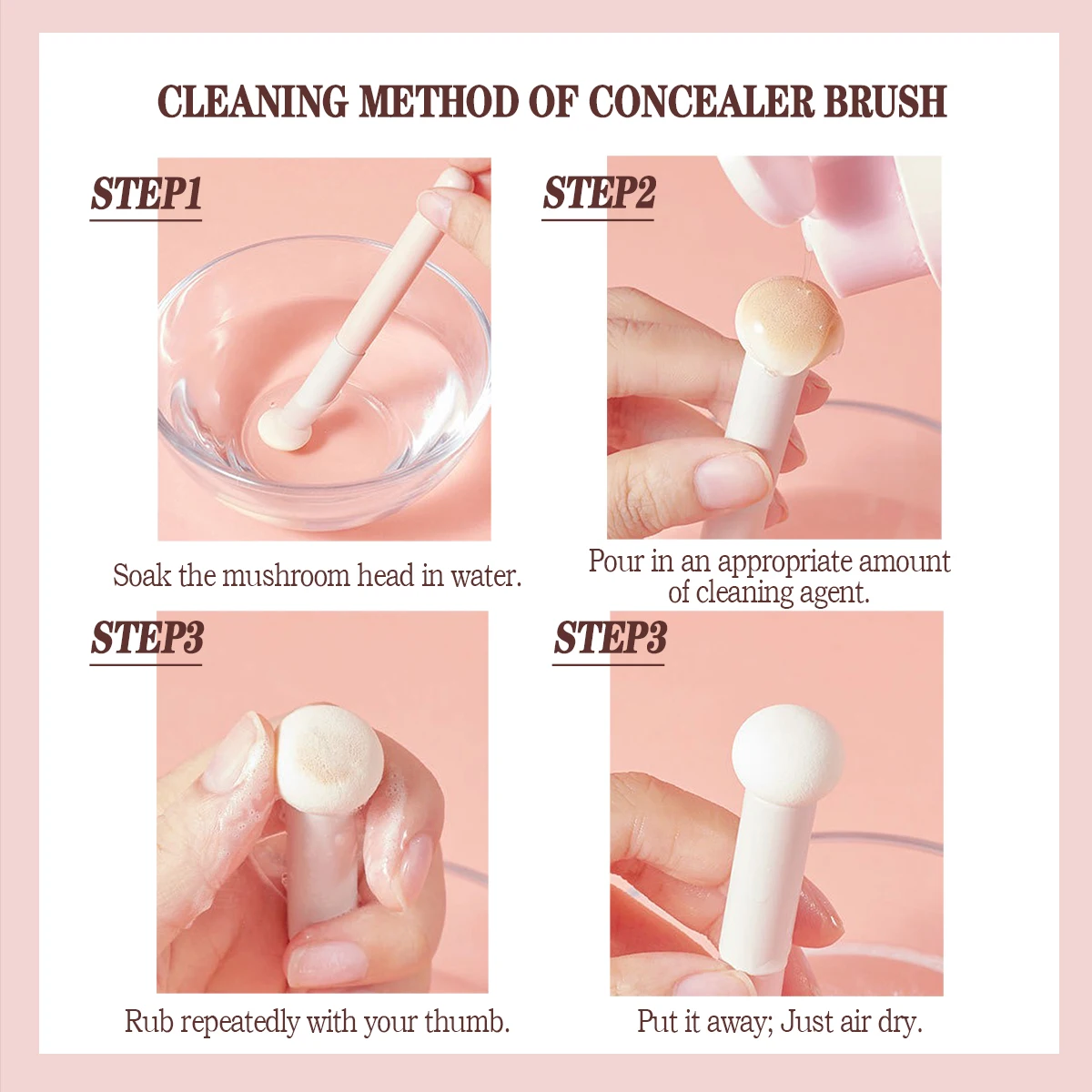 The mushroom head concealer brush has soft bristles and does not puzzle the face, and it is a mini single makeup brush