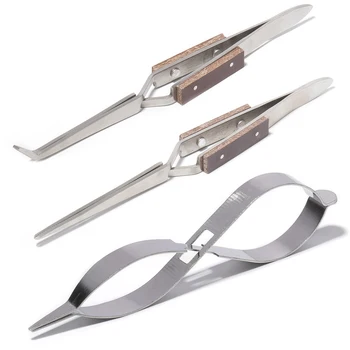 1 pz pinzette per gioielli professionali Set pinzette a punta dritta/curva pinzette a catena pinzette per saldatura perline di gemme strumento per gioielli Pickup