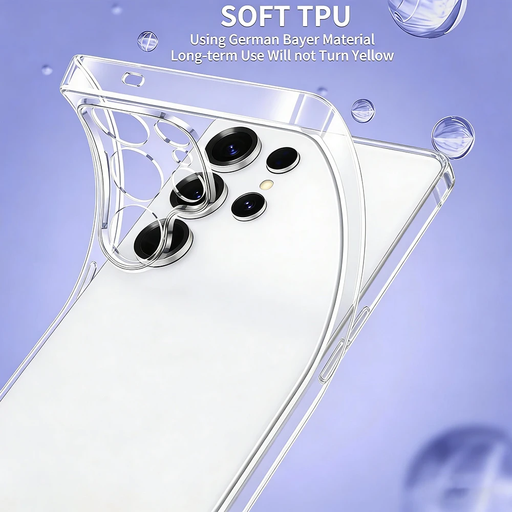 حافظة ناعمة رفيعة للغاية لهاتف سامسونج جالاكسي S26 S25 S24 S23 Ultra Plus غطاء سيليكون شفاف لهاتف سامسونج S26 S25 Edge S24 FE Shell 26