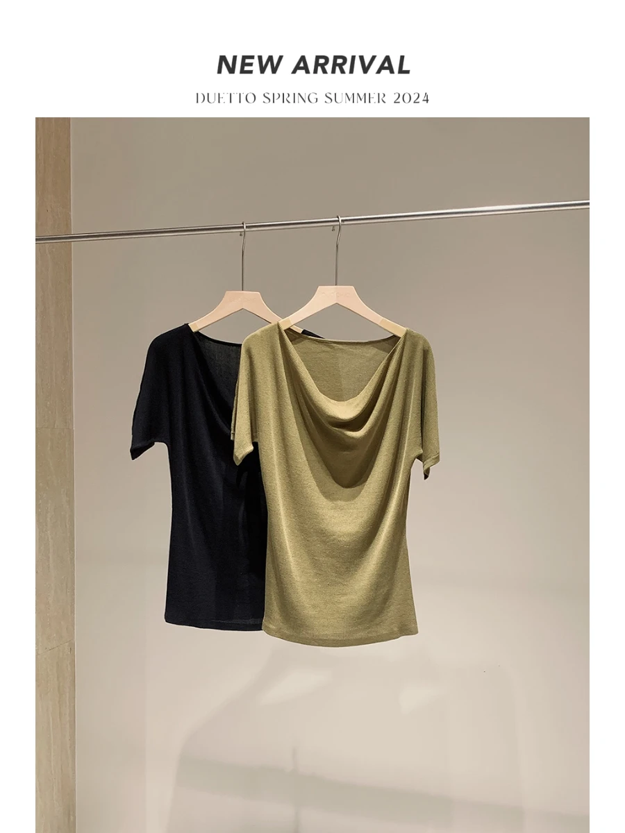 

Женский летний топ Duetto из шелкового ацетата и лиоцелла с эффектом прохлады, трикотажный, круглый вырез, для повседневной носки