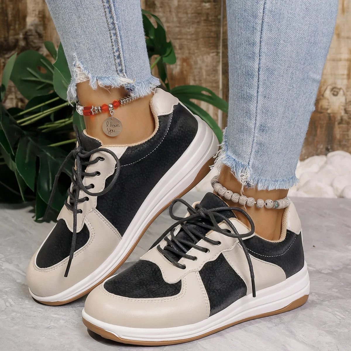 Pop Rimocy المرأة موضة إسفين أحذية رياضية الدانتيل يصل منصة لينة وحيد أحذية رياضية للنساء مريحة عدم الانزلاق المدربين زائد S