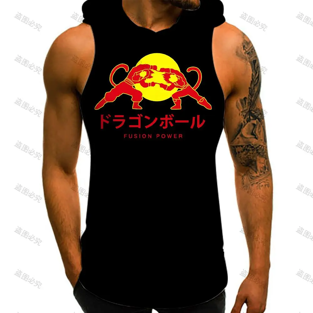 

2023 Gym Dragon Ball Z Hip Hop Men's Tank Top Vest With Hood Harajuku Style Y2k Clothes High Quality Clothing Goku Oversized New