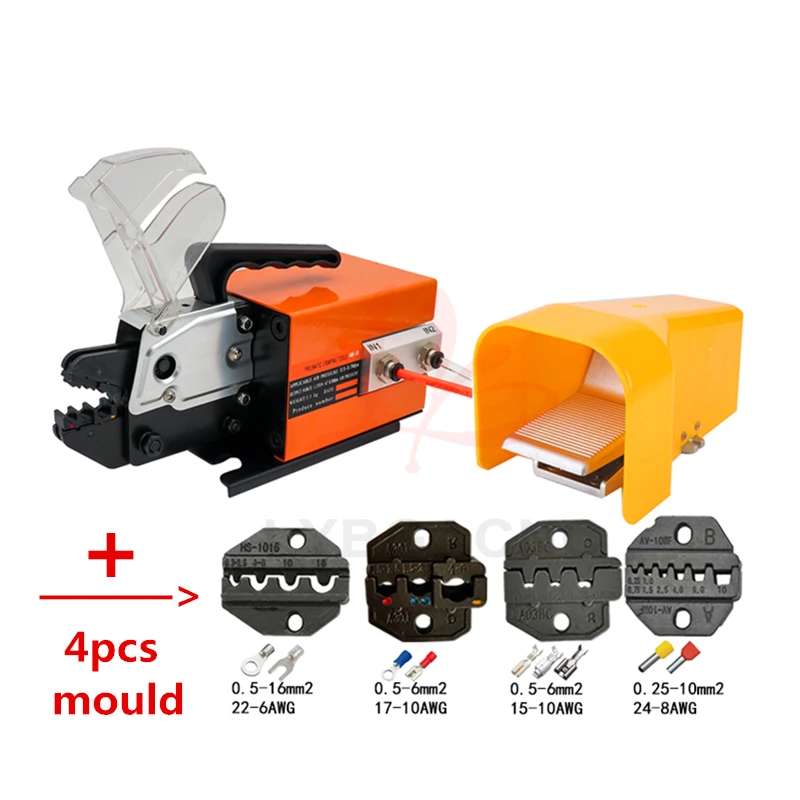 Pneumatic Crimping Tool Am-10 Air Powered Wire Terminal Crimping Machine Pneumatic Crimper Plier Machine 4 Sets Of Dies
