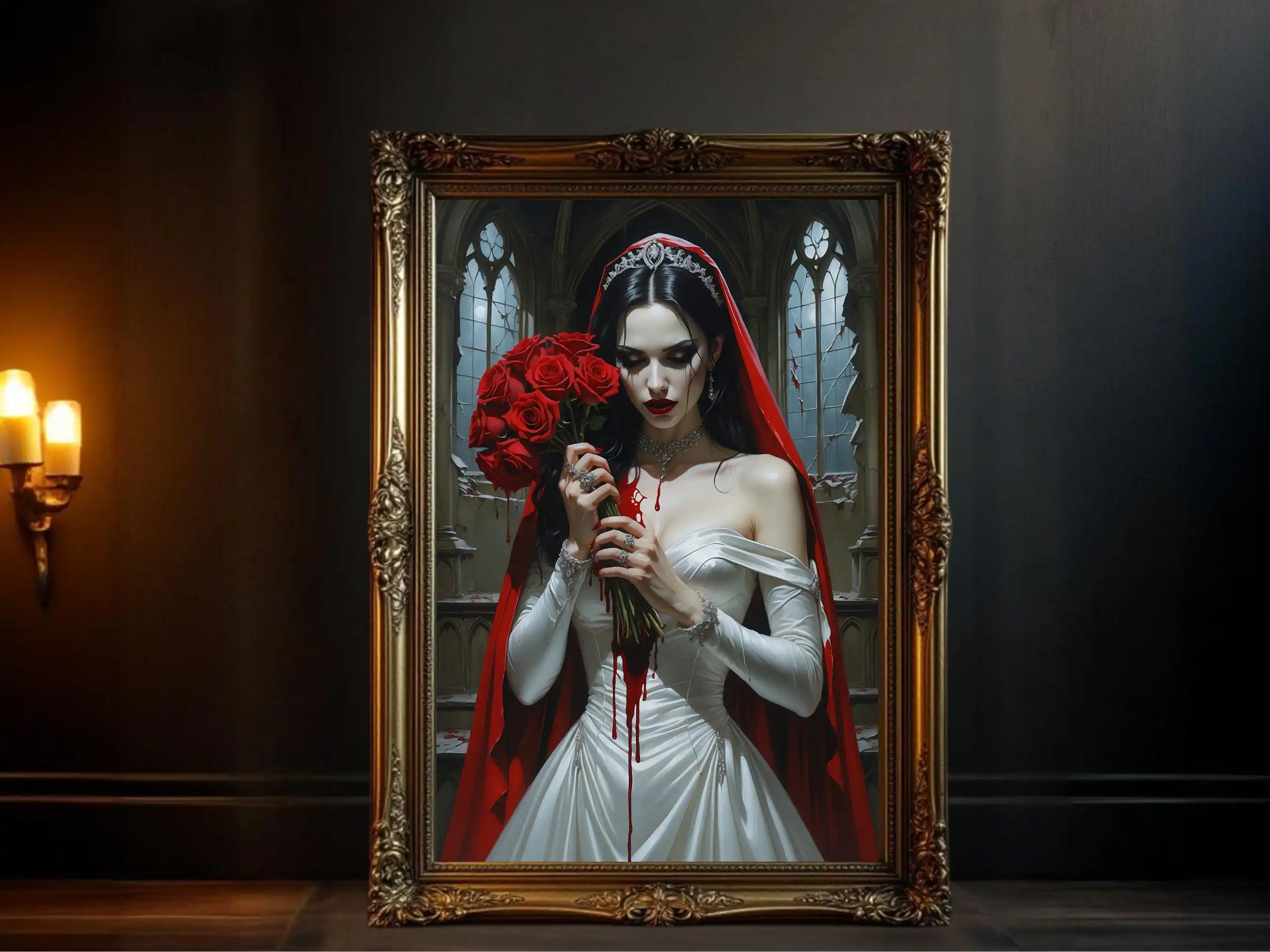 Black Rose Blood Bride Vampire Dark Fantasy Poster Print Wall Art Pictures Canvas Painting Living Room Bedroom Home Decor Gif