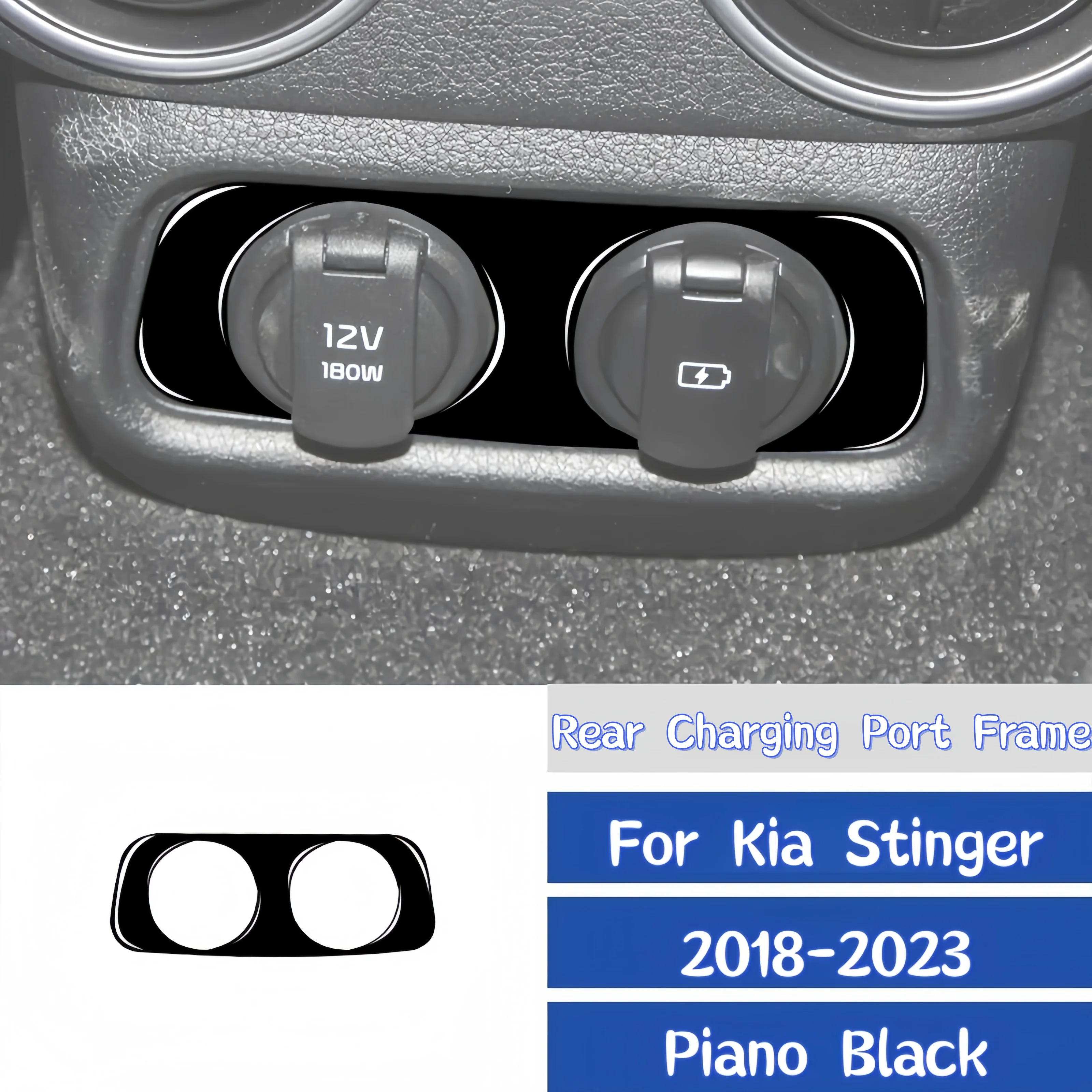 

For Kia Stinger 2018-2023 Piano Black Car Rear Charging Port USB Hole Frame Trim Cover Decoration Sticker Interior Accessoires