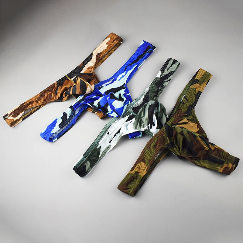 Fashion Sexy Men Underwear Penis Bulge Pouch G-string Bikini Panties T- Back Underpants Camouflage Low Waist Thongs Jockstrap