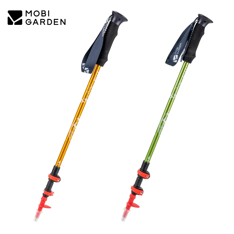 

MOBI GARDEN Outdoor Trekking Poles 3-Section Ultralight 240g Climbing Pole 7075 Aluminum Alloy Portable Folding 65-135cm Walking