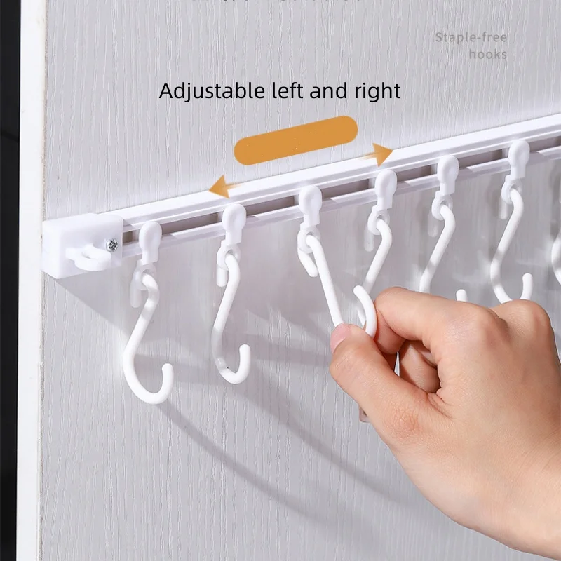 Kitchen Sink Hanger Cabinet Door Sliding Hook Self-adhesive Towel Holder Under Sink Organizer Bathroom Hook