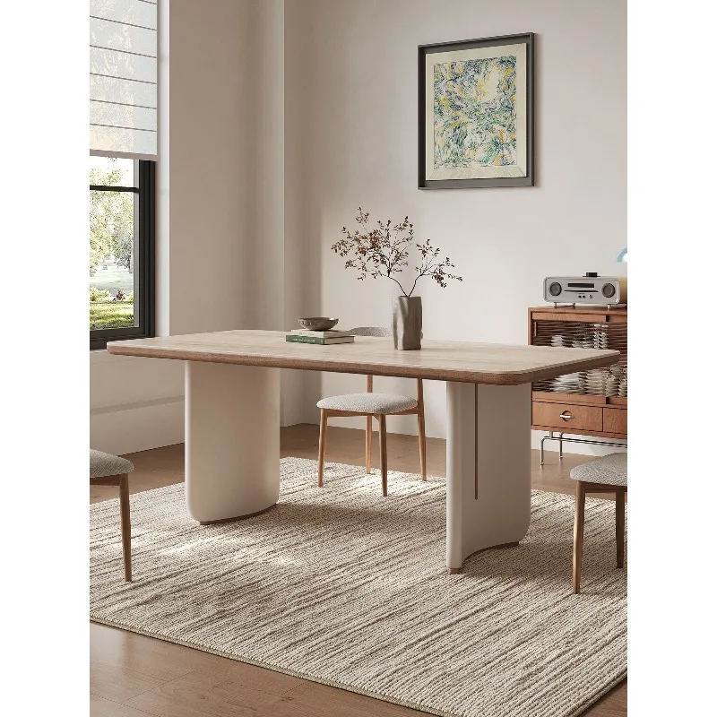 

Cream wind rock board dining table household small apartment restaurant high-end minimalist dining table and chair combination
