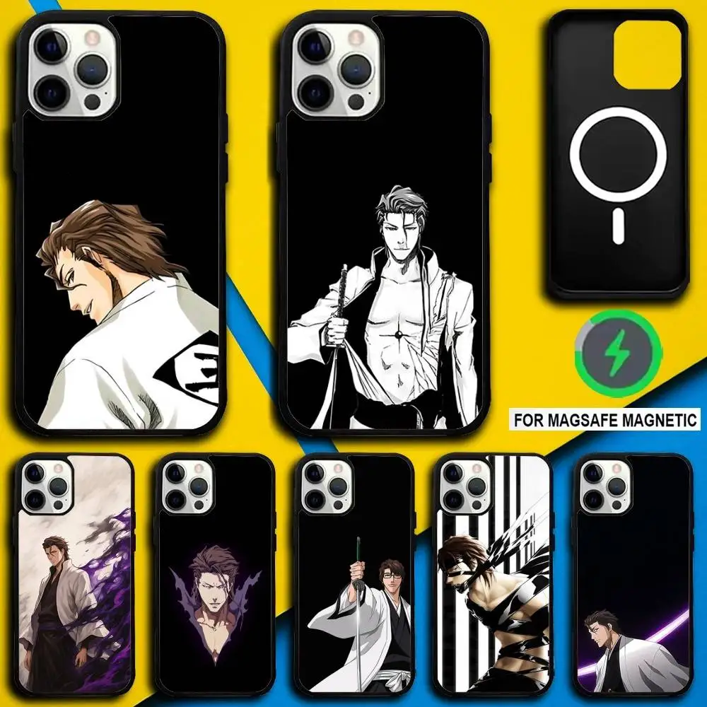

B-Bleach Anime Aizen Phone Case For iPhone 16,15,14,13,12,11,Pro,Max,Plus,Mini,SE4,E Magnetic Magsafe Wireless Charging