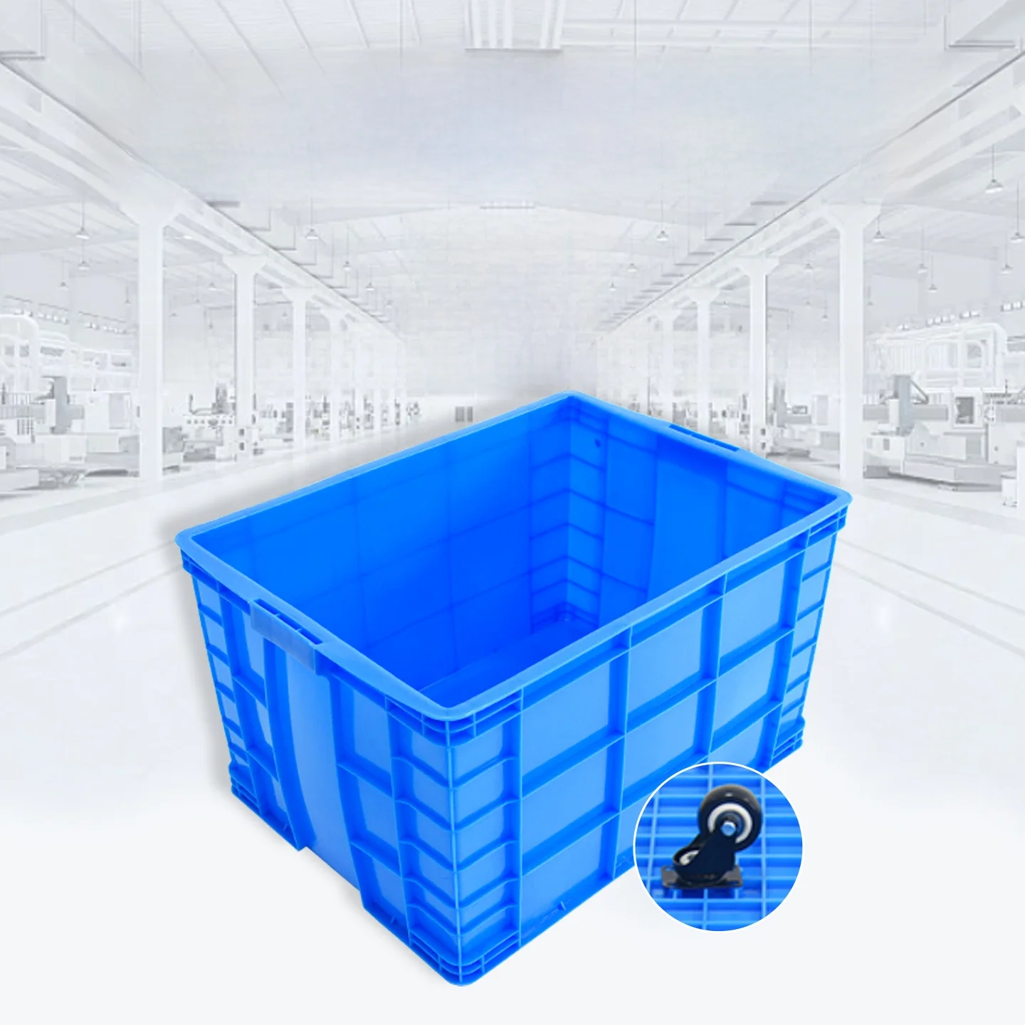 

Утолщенный пластиковый контейнер для хранения прямоугольной формы, большой промышленный ящик для хранения, многоразовый контейнер с крышкой для использования на улице