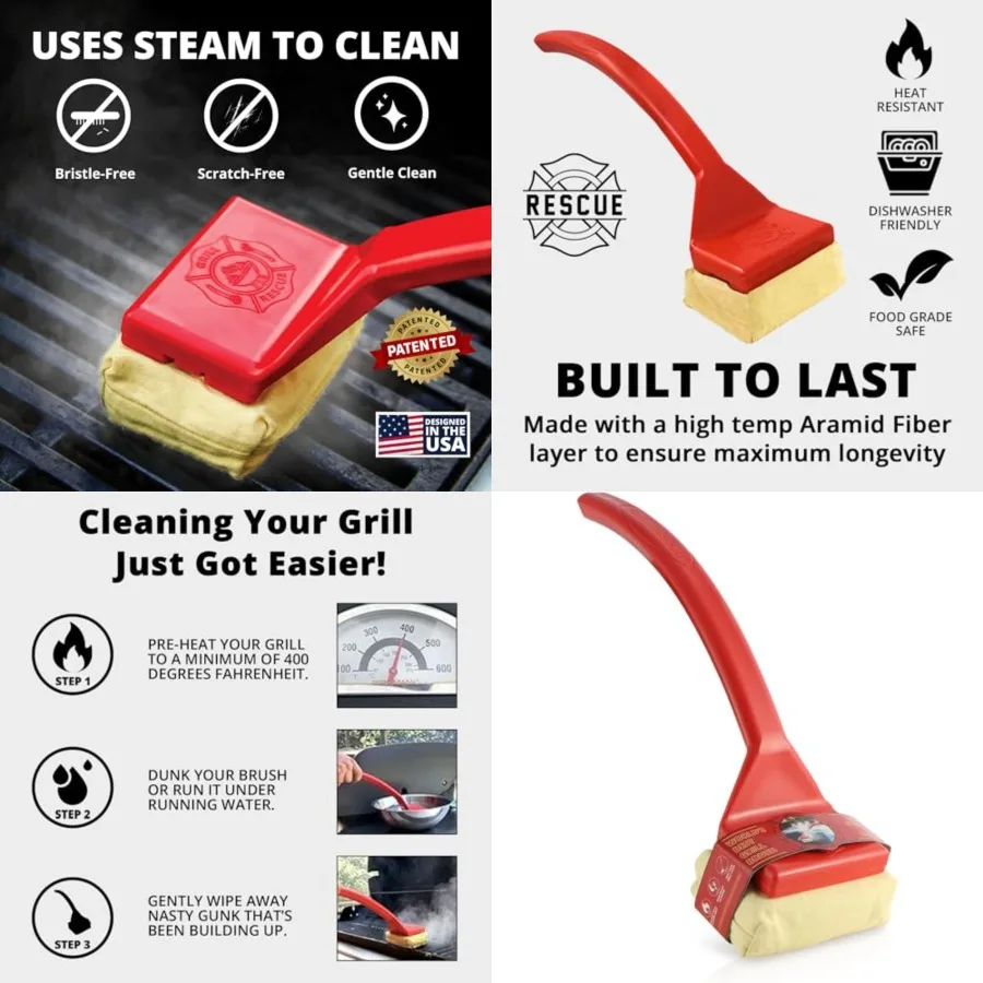 

BBQ Replaceable Scraper Cleaning Head, Bristle Free - Durable and Unique Scraper Tools for Cast Iron or Stainless-Steel Grates,