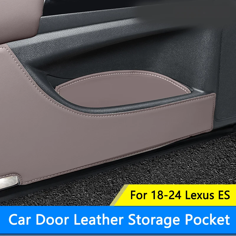 QHCP Car Door Storage Box Protector Pads Cover PU Leather Door Slot Organizer Pockets For 18-24 Lexus ES200 300h 260 Accessories